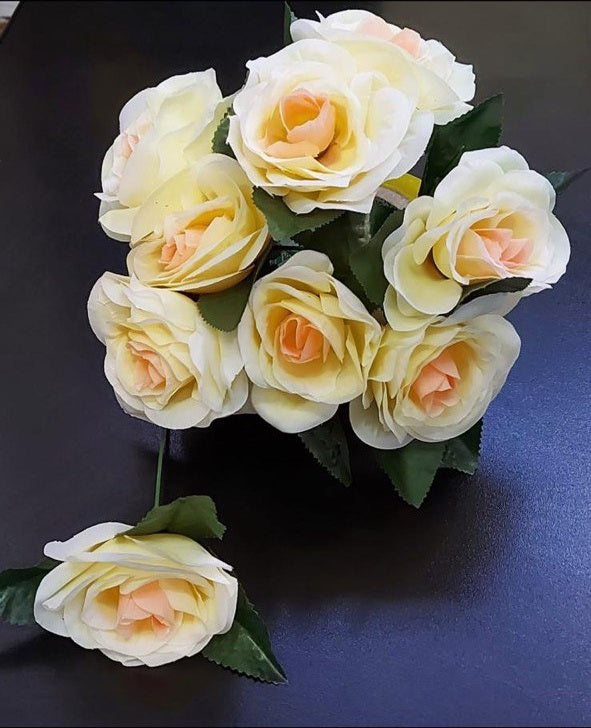 Capete Trandafiri Galben-Piersică pe Tulpină – Set 200 buc. Textil (27 cm)